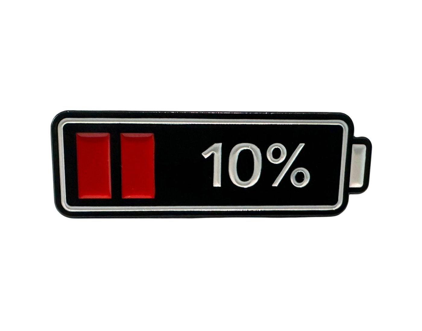 Low Battery enamel pin